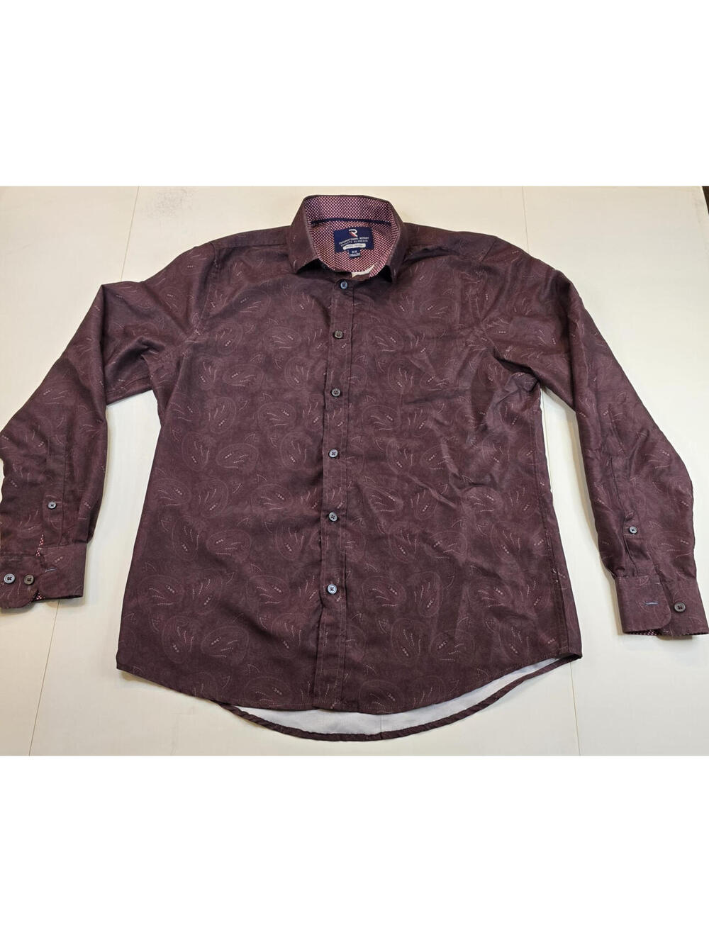 International Report Shirt Men Medium Purple Paisley Button-Down Micro Touch